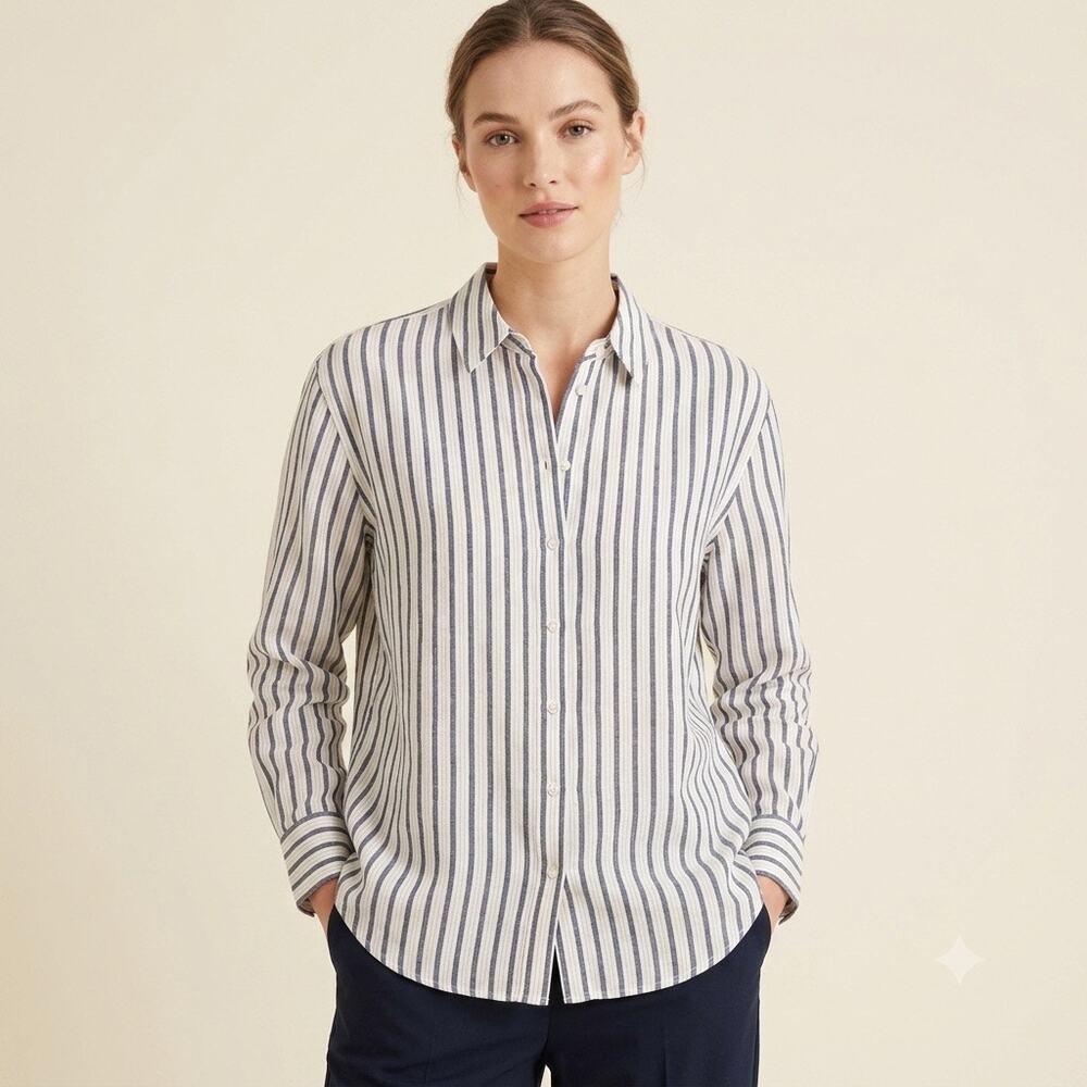 254-Primark Linen Blend Button down size M / PTP 24”